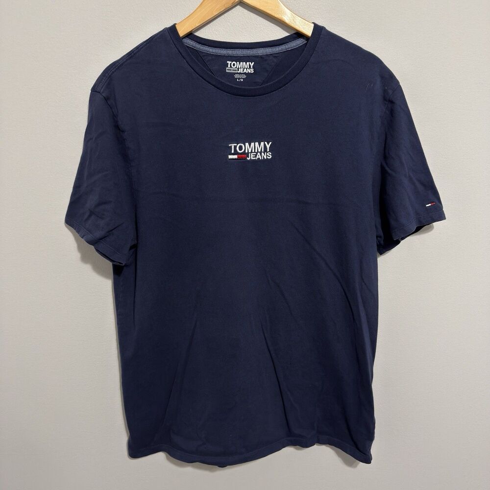 Tommy Hilfiger Jeans Embroidered T-Shirt Navy Blue Size L Large